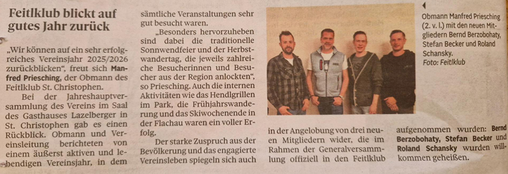 Jahreshuptversammlung 2026